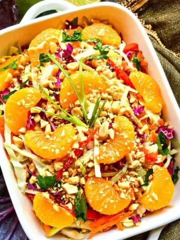 ASIAN CABBAGE SALAD WITH WARM SPICY PEANUT DRESSING