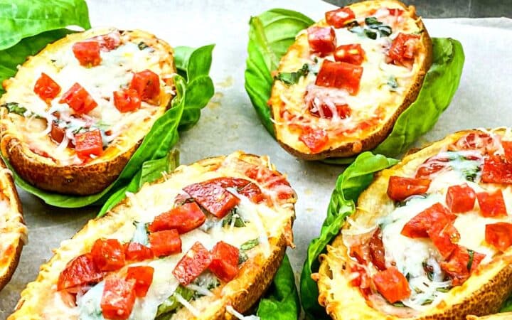 PIZZA-STUFFED BAKED POTATO SKINS