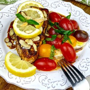 SEARED WHITE FISH WITH CAPRESE SALAD