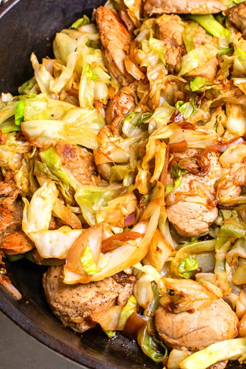 Pork and Cabbage on a Skillet