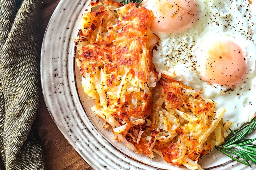 Crispy Cheesy Cast Iron Hash Brown - wellnesssleuth