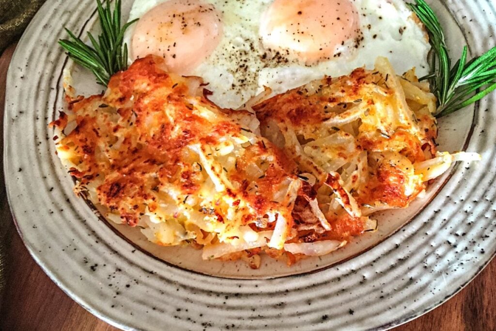 Crispy Cheesy Cast Iron Hash Brown wellnesssleuth