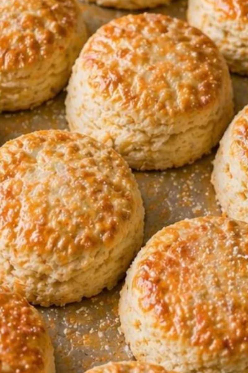 Golden baked strawberry shortcake biscuits fresh from the oven.