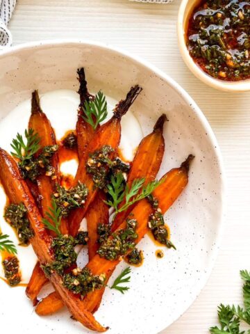 Roasted Carrots over Labneh