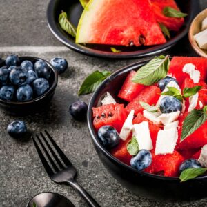 Watermelon Salad with Feta Mint Blueberry