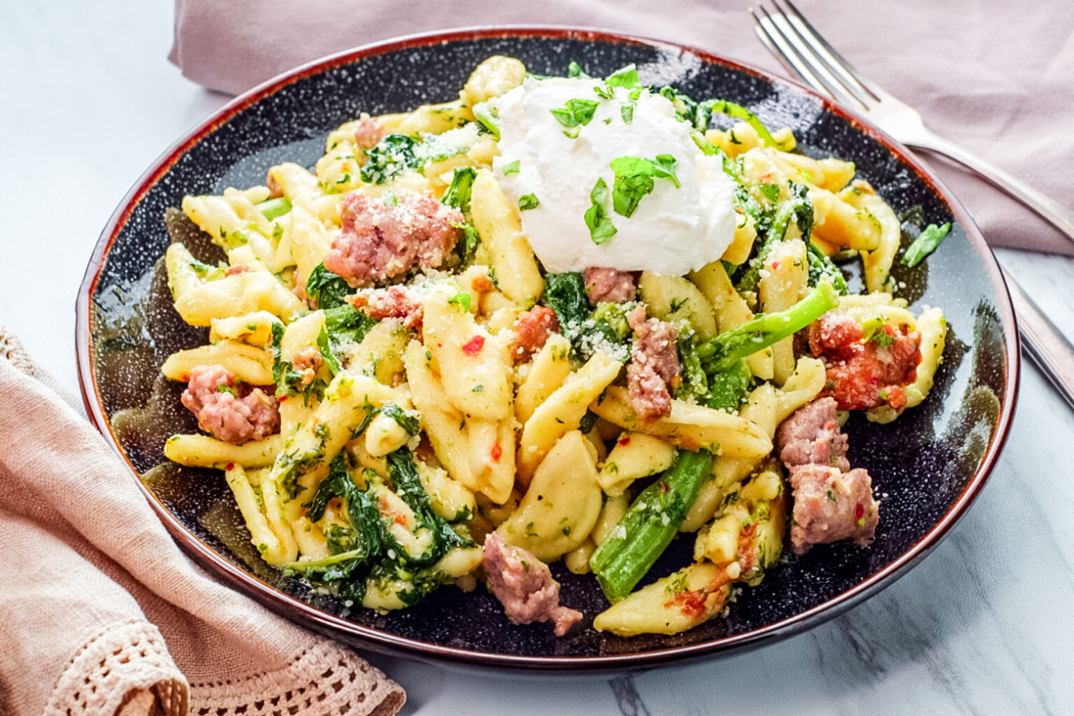Cavatelli with Broccolini and Sausage - wellnesssleuth