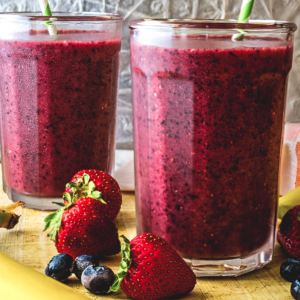 Strawberry, Blueberry, and Banana Smoothie