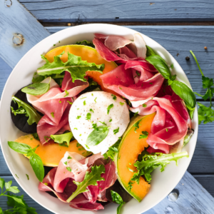 Melon Prosciutto and Mozzarella