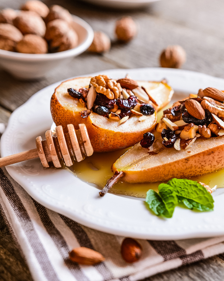 Baked Pears with Nuts, Raisins