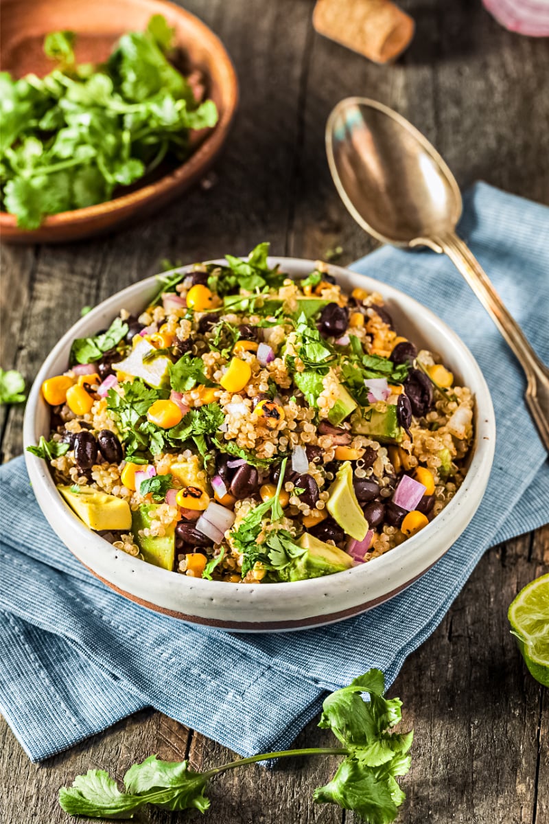 Southwestern quinoa salad with black beans and corn