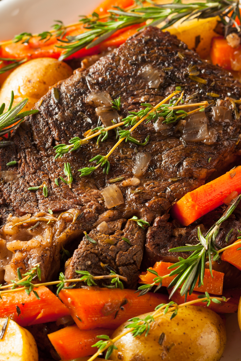 Comfort-style slow cooker pot roast with fork-tender beef and root vegetables